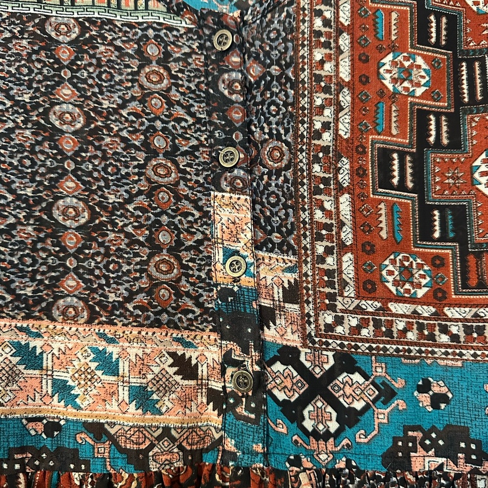 Umgee Multicolor Patchwork Blouse - image 3